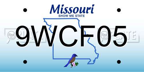 9WCF05 Missouri License Plate