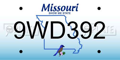 9WD392 Missouri License Plate