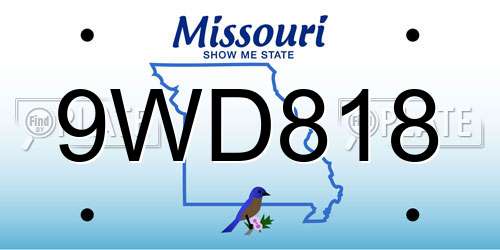 9WD818 Missouri License Plate