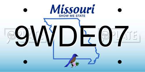 9WDE07 Missouri License Plate