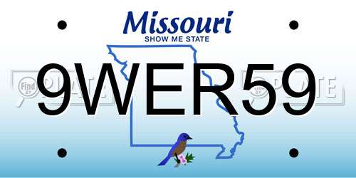 9WER59 Missouri License Plate