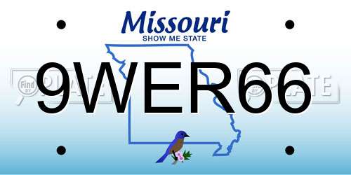 9WER66 Missouri License Plate