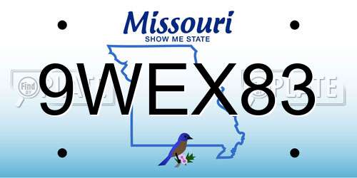 9WEX83 Missouri License Plate