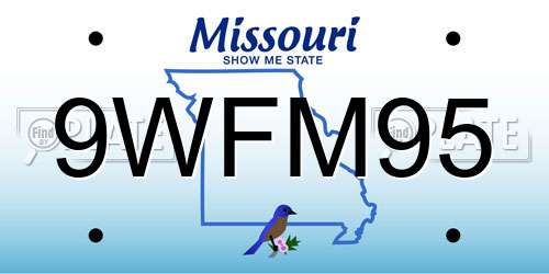 9WFM95 Missouri License Plate