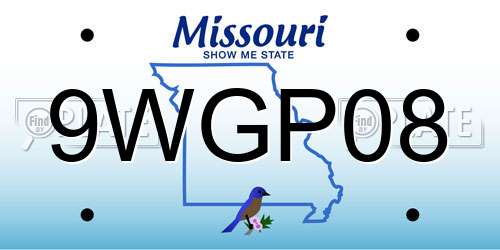 9WGP08 Missouri License Plate