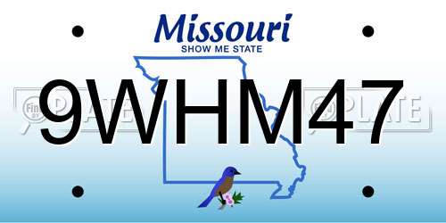 9WHM47 Missouri License Plate