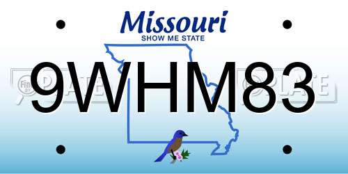 9WHM83 Missouri License Plate