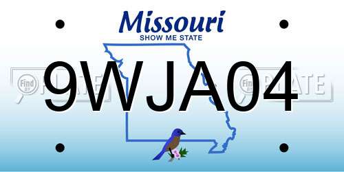 9WJA04 Missouri License Plate