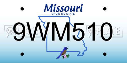 9WM510 Missouri License Plate