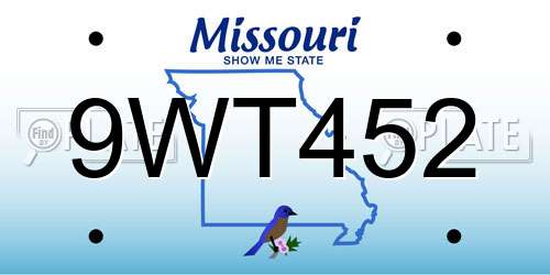 9WT452 Missouri License Plate