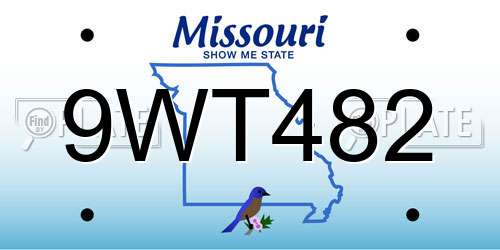 9WT482 Missouri License Plate