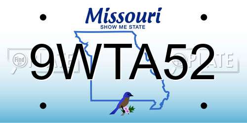 9WTA52 Missouri License Plate