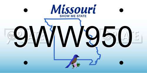 9WW950 Missouri License Plate