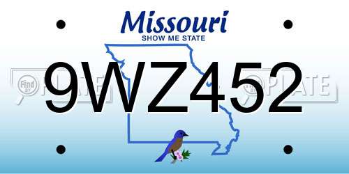 9WZ452 Missouri License Plate
