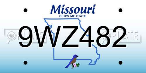 9WZ482 Missouri License Plate