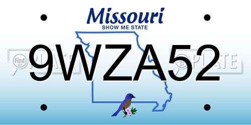 9WZA52 Missouri License Plate