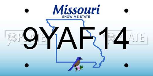 9YAF14 Missouri License Plate