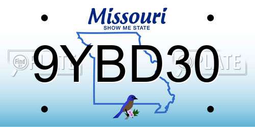 9YBD30 Missouri License Plate