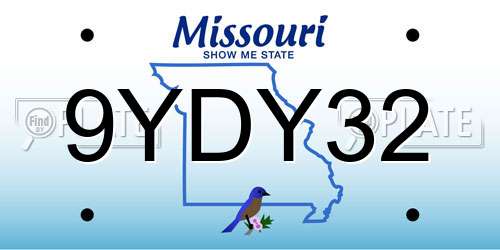 9YDY32 Missouri License Plate