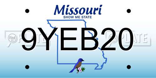 9YEB20 Missouri License Plate