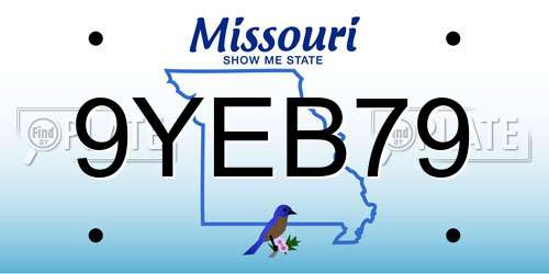 9YEB79 Missouri License Plate