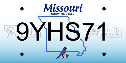 9YHS71 Missouri License Plate