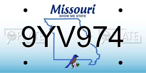 9YV974 Missouri License Plate
