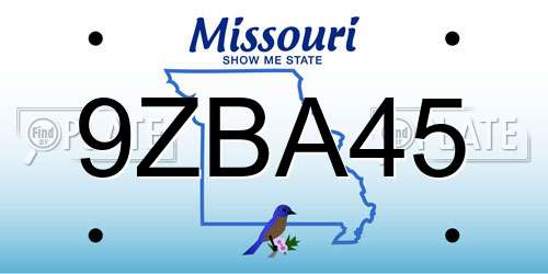 9ZBA45 Missouri License Plate