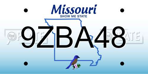 9ZBA48 Missouri License Plate