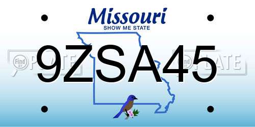 9ZSA45 Missouri License Plate