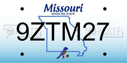 9ZTM27 Missouri License Plate