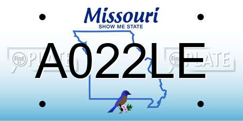 A022LE Missouri License Plate