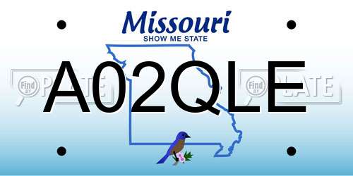 A02QLE Missouri License Plate