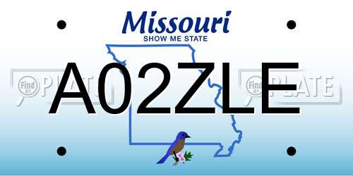 A02ZLE Missouri License Plate