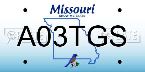 A03TGS Missouri License Plate
