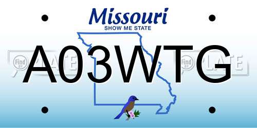 A03WTG Missouri License Plate