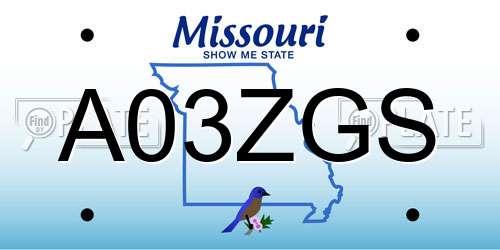 A03ZGS Missouri License Plate