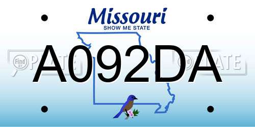 A092DA Missouri License Plate