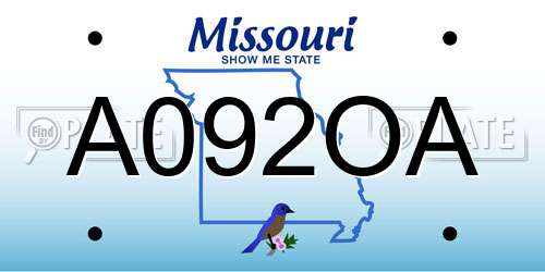 A092OA Missouri License Plate