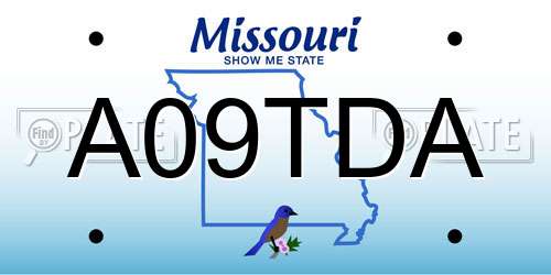 A09TDA Missouri License Plate