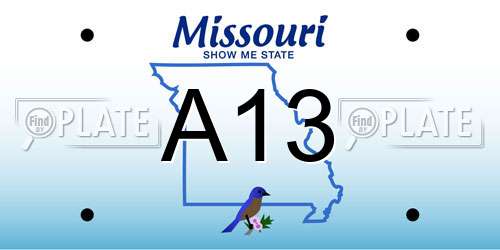 A13 Missouri License Plate