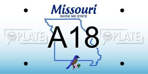 A18 Missouri License Plate