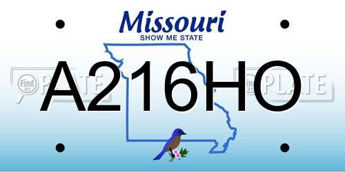 A216HO Missouri License Plate