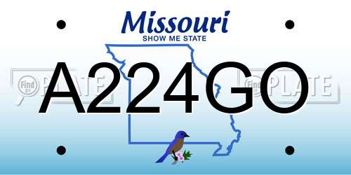 A224GO Missouri License Plate