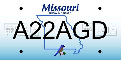 A22AGD Missouri License Plate