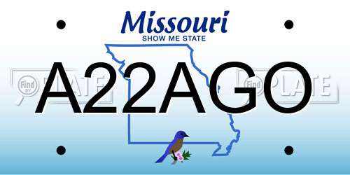 A22AGO Missouri License Plate