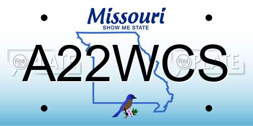 A22WCS Missouri License Plate