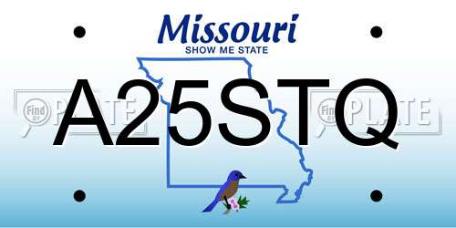 A25STQ Missouri License Plate
