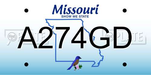A274GD Missouri License Plate