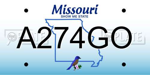 A274GO Missouri License Plate